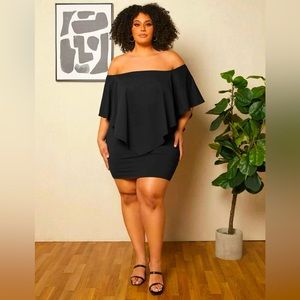 Plus size SheinFit+ off shoulder hanky hem dress